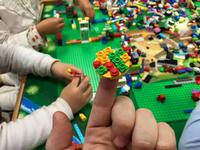 Kids at Walnut Street West exhibit their LEGO creations.